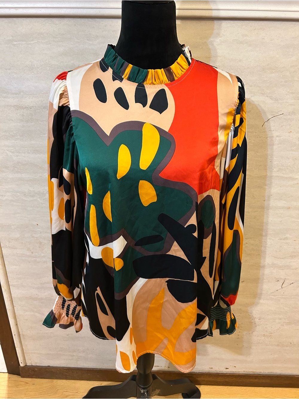 Jodif! Floral & Plant Print Bubble Sleeve Top